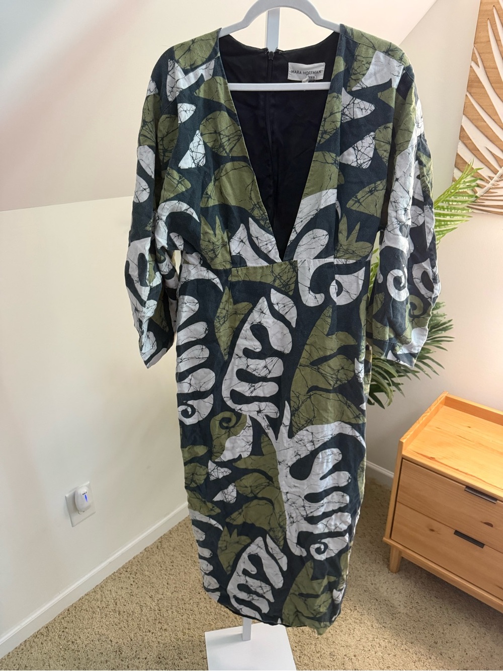 Mara Hoffman Irina V-Neck Plunge Tropical Maxi Dress Green Multi 12